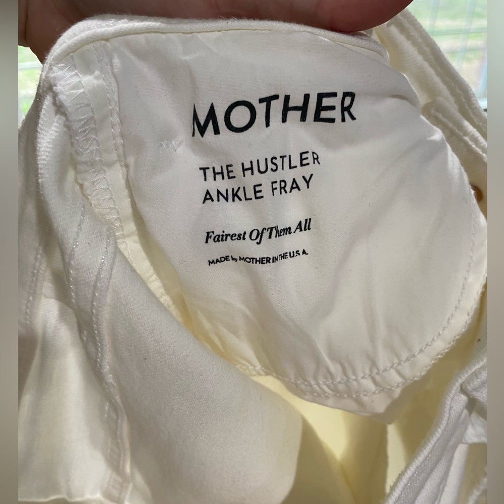 MOTHER The Hustler Ankle Fray In Fairest Of Them All White High Rise Jeans 30 - Picture 12 of 15